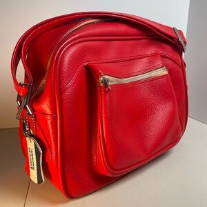 Vintage American Tourister Escort Luggage Red 16" Vinyl Carry-On Travel Bag 1970